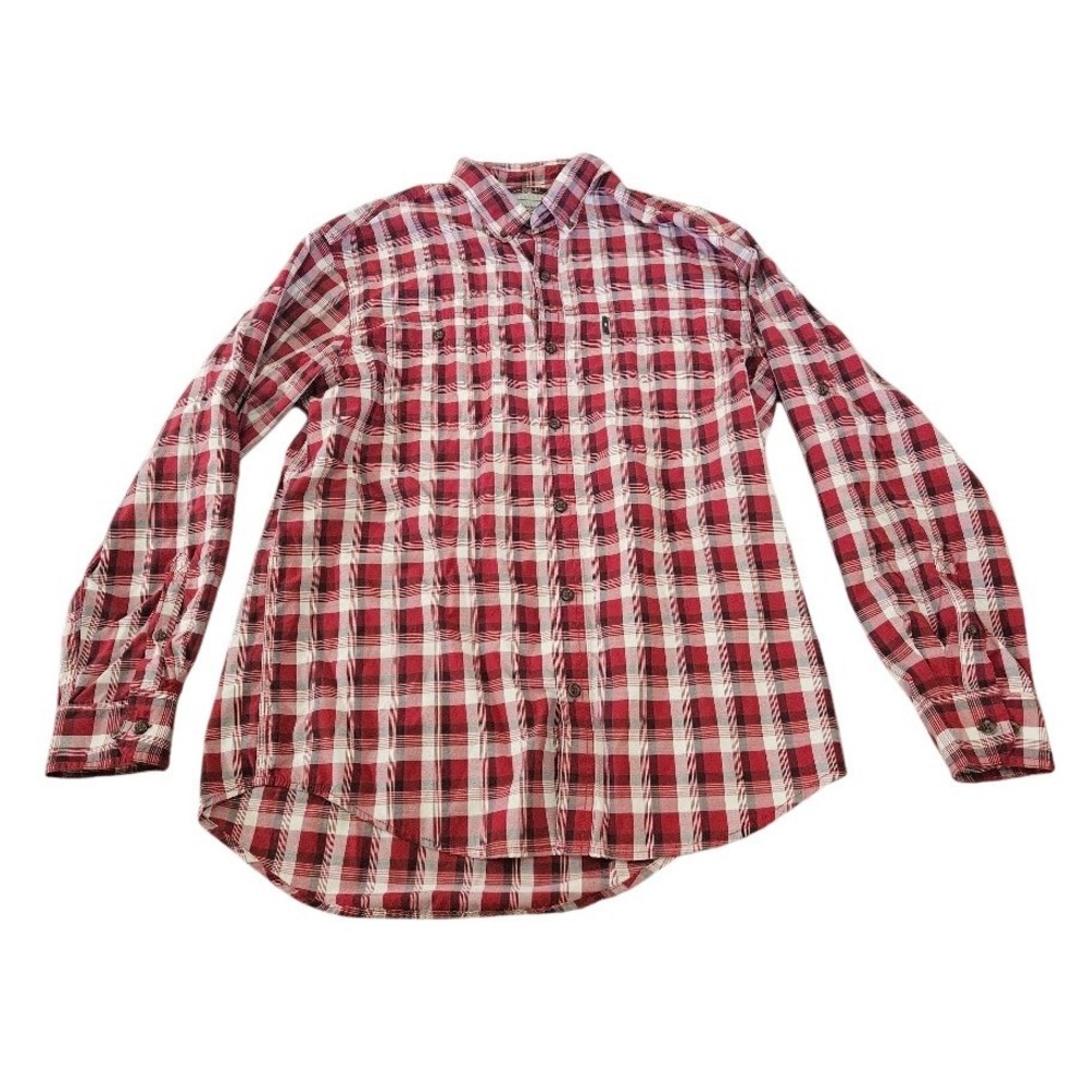 G.H. Bass & Co Explorer Mens Large Red Plaid Button Down Hiking Shirt Outdoor